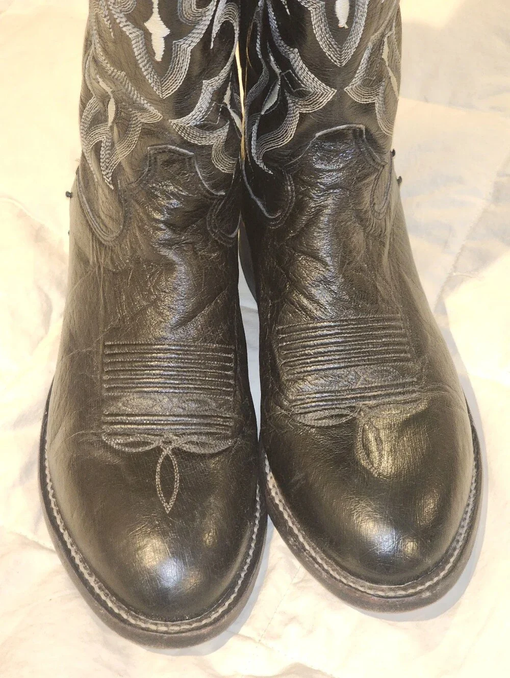 Mens Black Tony Lama Exotic Smooth Ostrich Tall Western Boots 7½D